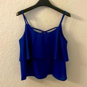 Sleeveless women blue blouse